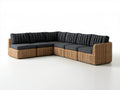 Narożna sofa ogrodowa 5-osobowa z technorattanu PE, naturalny brąz/czarny, 300 x 230 x 82 cm