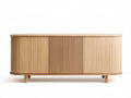 Komoda z MDF z fornirem dębowym, jasny dąb, 160 x 40 x 80 cm, zaokrąglona