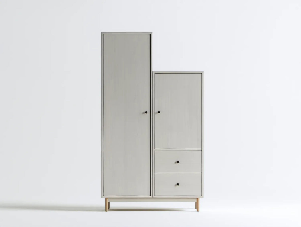 Dwudrzwiowa szafa jasnoszara z MDF, 100 x 55 x 200 cm