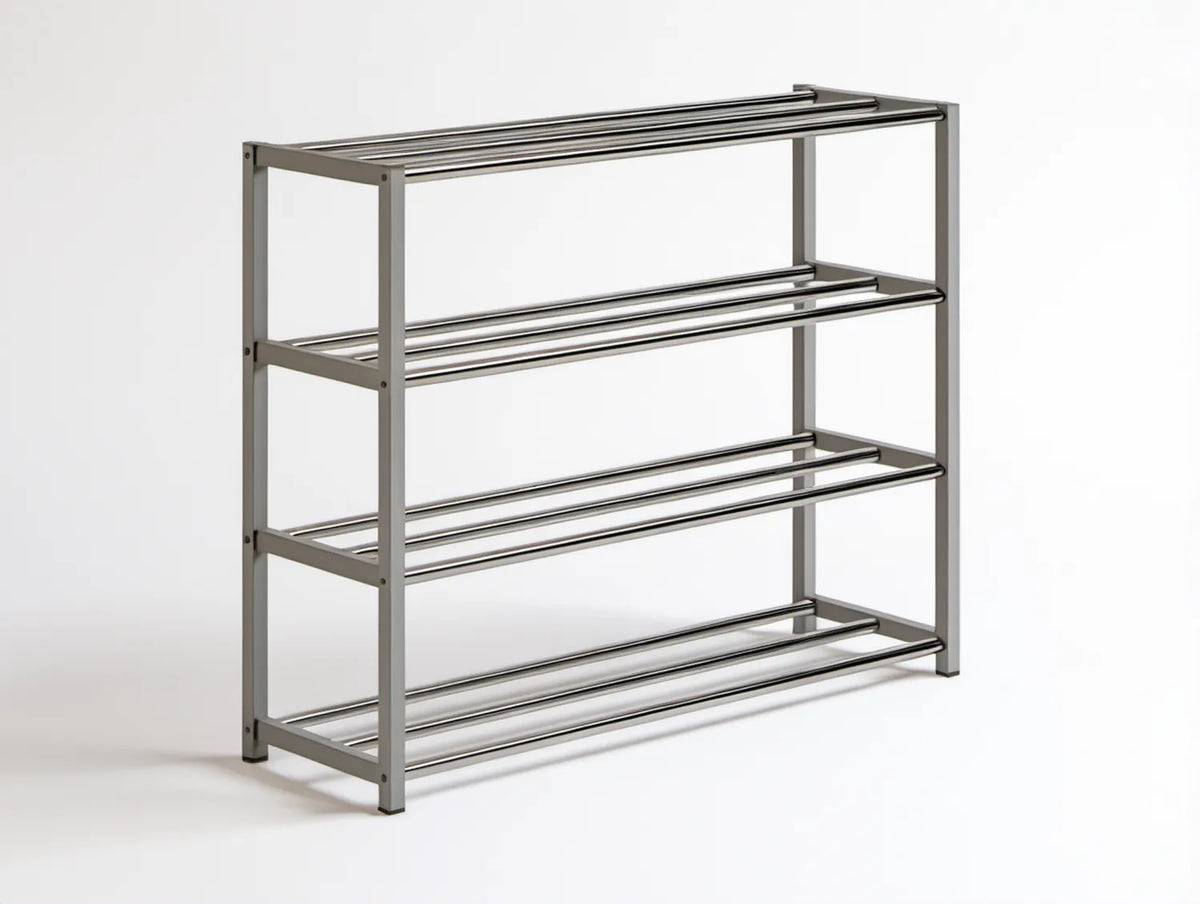 4-poziomowy stojak na buty ze stali Szary/Srebrny 100 x 30 x 92 cm