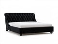 Czarne łóżko tapicerowane welurem 160 x 200 cm z pikowanym zagłówkiem Chesterfield