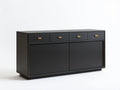 Czarny kredens MDF 180 x 45 x 85 cm z 4 szufladami i 2 drzwiami przesuwnymi