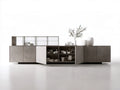 Kredens do jadalni z MDF w dekorze szarego betonu, 300 x 45 x 150 cm