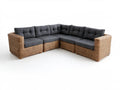 Narożna sofa ogrodowa z technorattanu w kształcie L, jasnobrązowa z grafitowymi poduszkami, 260 x 260 x 85 x 75 cm
