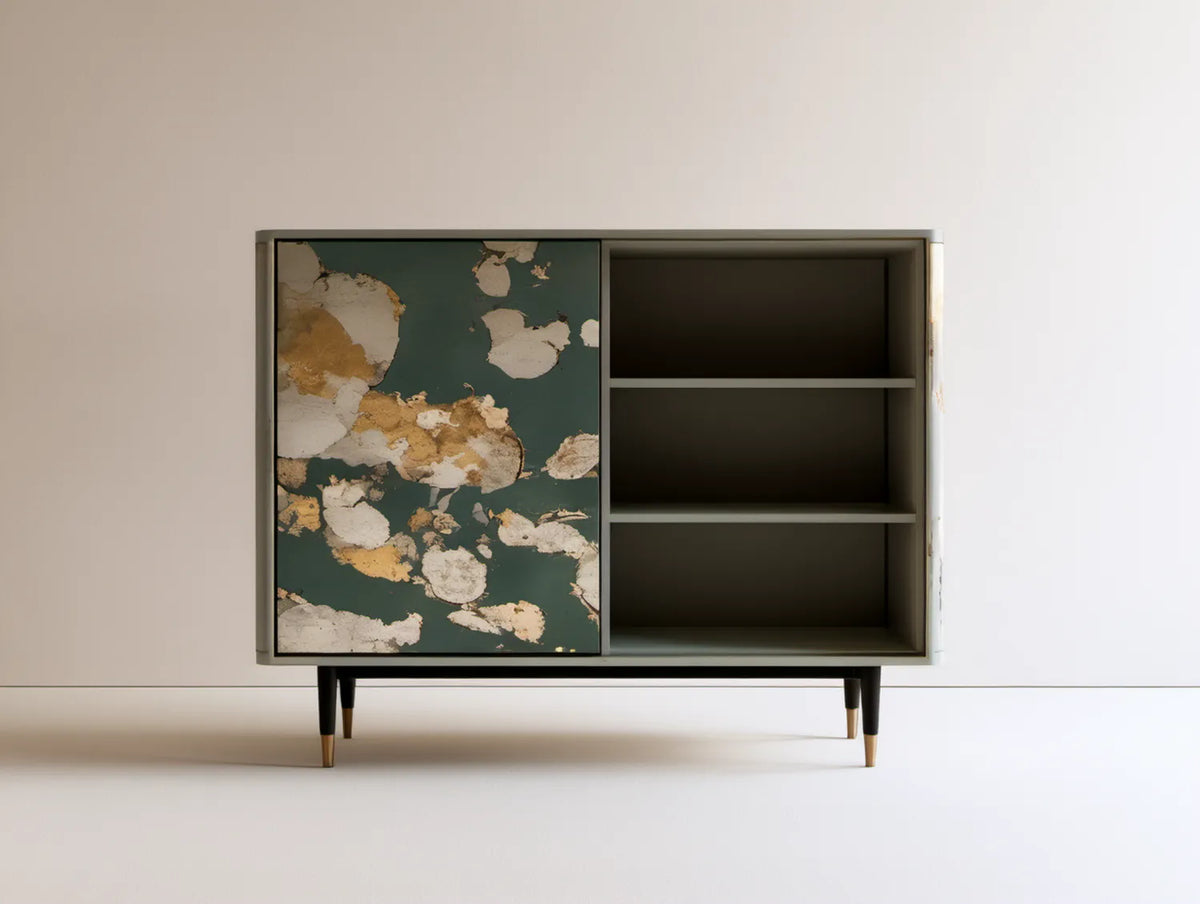 Kredens MDF zielono-złoto-kremowo-czarny 160 x 40 x 100 cm
